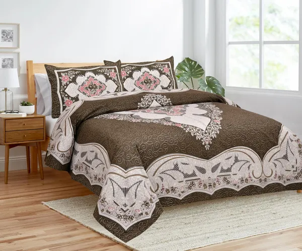 Green_Cotton_Kaleen_Blossom_Double_Bedsheet_With_Pillow_Cover_100_X_108_Cm